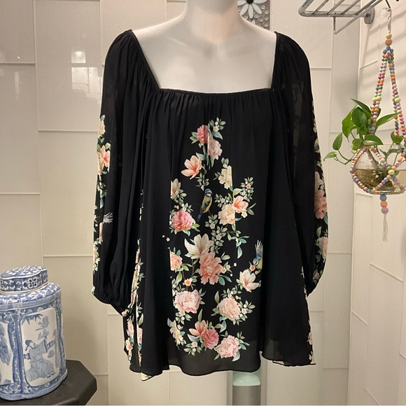 NWT$295 Jade By Johnny Was Birdie Top SMALL Black - Picture 1 of 9